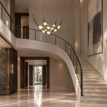 Dew Drops Alabaster LED Chandelier – Black White Warm Light