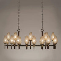 Modern Rectangular Crystal Shade Chandelier for Dining Room