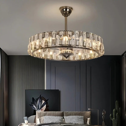 HA New Modern Invisible Fan Light Candle Crystal Chandelier