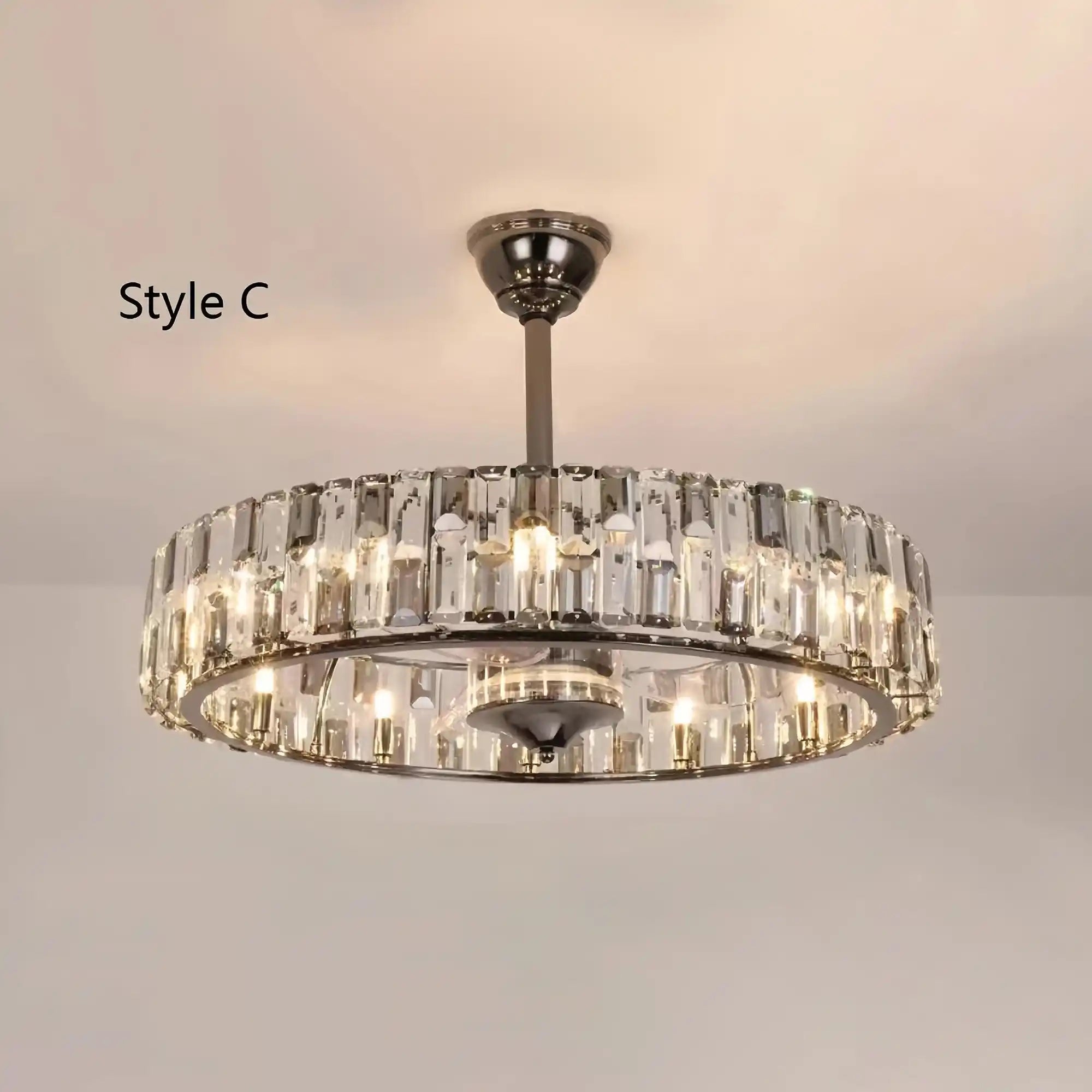 HA New Modern Invisible Fan Light Candle Crystal Chandelier