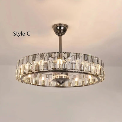 HA New Modern Invisible Fan Light Candle Crystal Chandelier