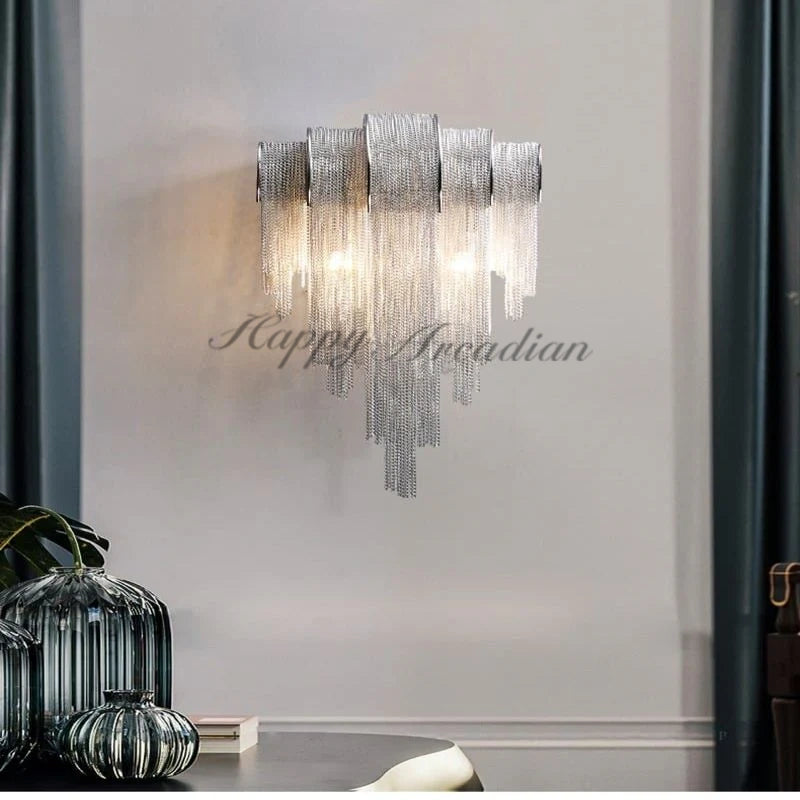 HA Alisa Plated Aluminum Tassel Wall Sconce