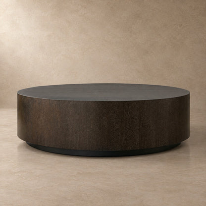 Oak Wood Round Plinth Coffee Table