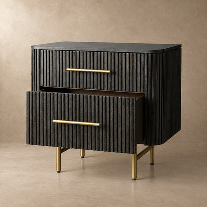 Double Drawer Bedside Chest with Stone Top