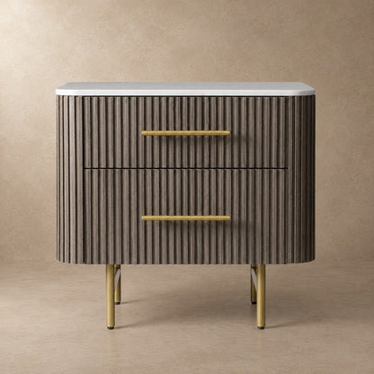 Double Drawer Bedside Chest with Stone Top