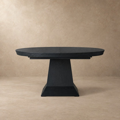 Round Oak Extension Dining Table with Leaves