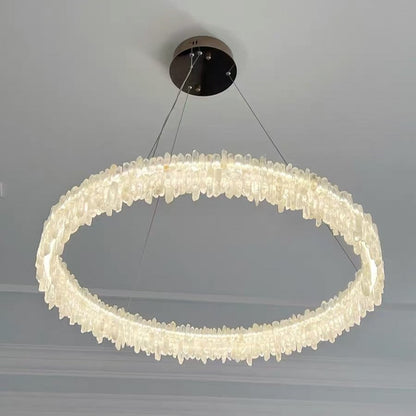 Modern Round Natural Stone Crystal Chandelier