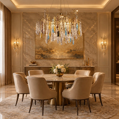Elegant Blue Colored Branch Crystal Drops Chandelier for Dining Room