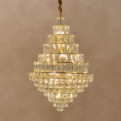 Extra Large Clear Crystal Honeycomb Chandelier for Living Room/Entrance/Staircase