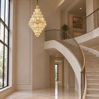 Extra Large Clear Crystal Honeycomb Chandelier for Living Room/Entrance/Staircase