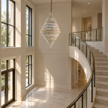 Extra Large Clear Crystal Honeycomb Chandelier for Living Room/Entrance/Staircase