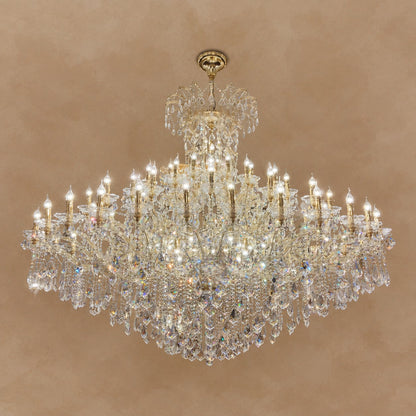 Extra Large Elegant Crystal Chandelier in Branch Style with Candle Layers for Stairs Living Room and Foyer