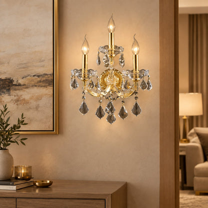 Extra Large Elegant Crystal Chandelier in Branch Style with Candle Layers for Stairs Living Room and Foyer