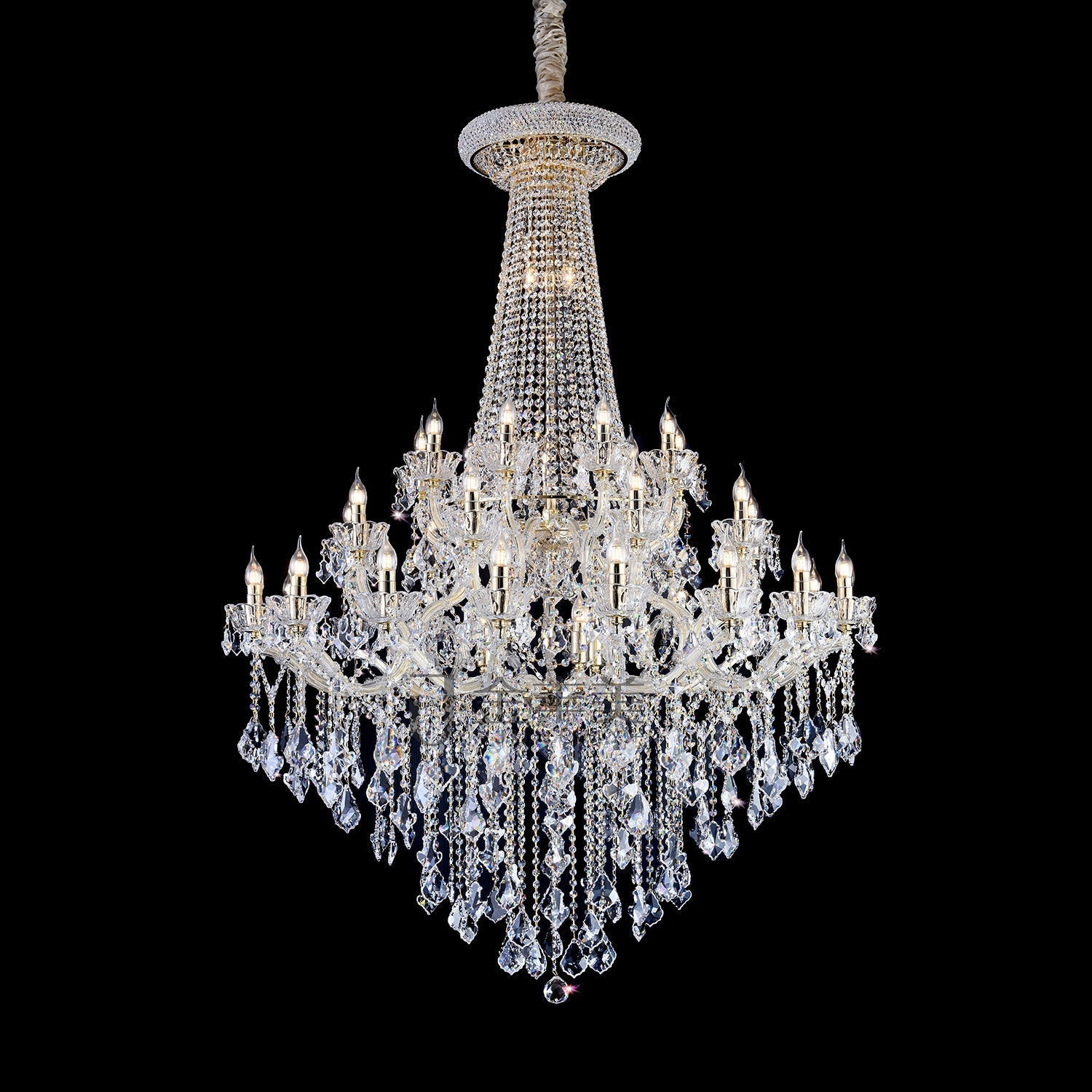 Extra Large French Candle Crystal Branch Chandelier for Foyer and Staircase - D31.5*H42.4"Warm LightBlushlighting
