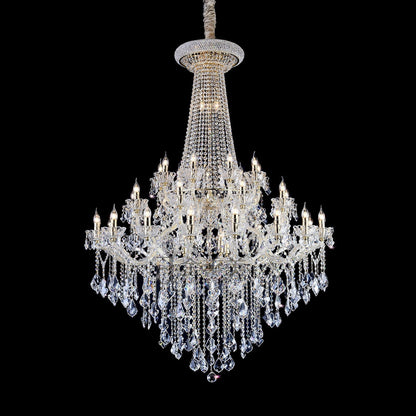 Extra Large French Candle Crystal Branch Chandelier for Foyer and Staircase - D31.5*H42.4"Warm LightBlushlighting