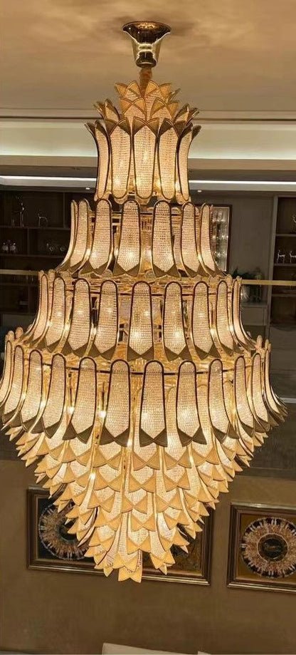Extra Large Luxury Multi-tier Gold CrystalChandelier for Stairs/Large High-ceiling Room