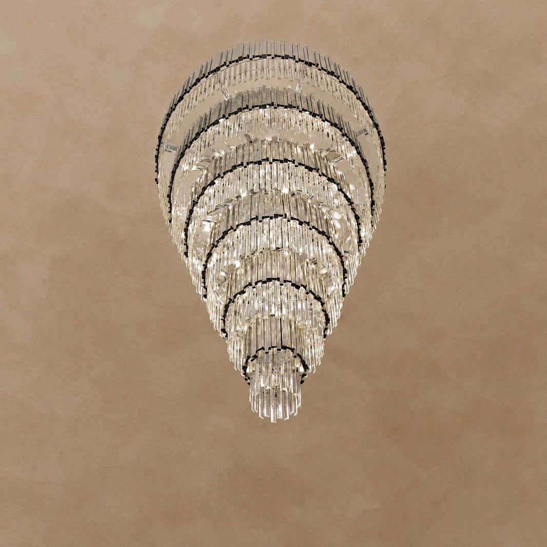 Extra Large Round Cone Tiered Crystal Chandelier for Foyer/Enterway/Living Room