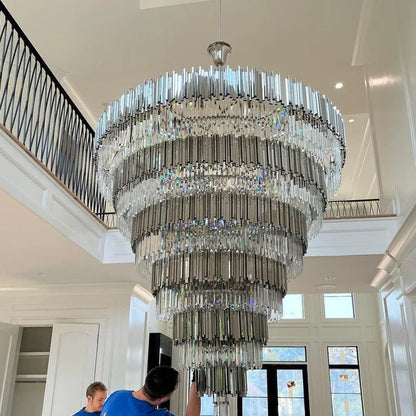 Extra Large Round Cone Tiered Crystal Chandelier