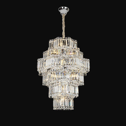Extra Large Plaza Hall  Multi-Tier Crystal Chandelier Foyer Living Room Staircase Ceiling Lighting Fixture  In Chrome/Gold Finish