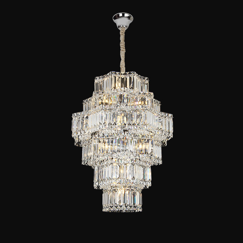 Extra Large Plaza Hall  Multi-Tier Crystal Chandelier Foyer Living Room Staircase Ceiling Lighting Fixture  In Chrome/Gold Finish