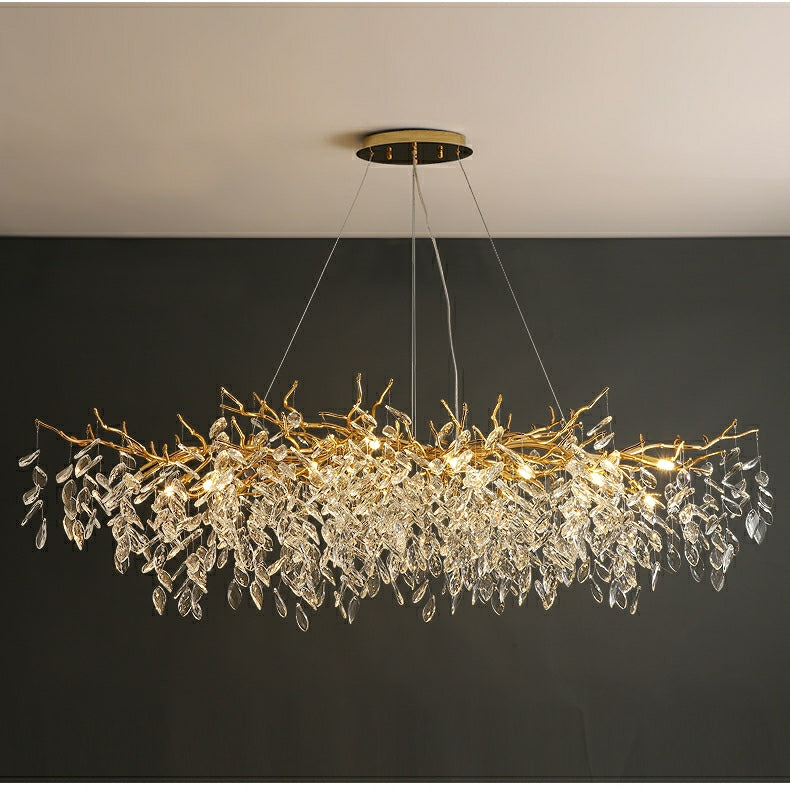 French Branch Crystal Chandelier with Elegant Crystal Leaves