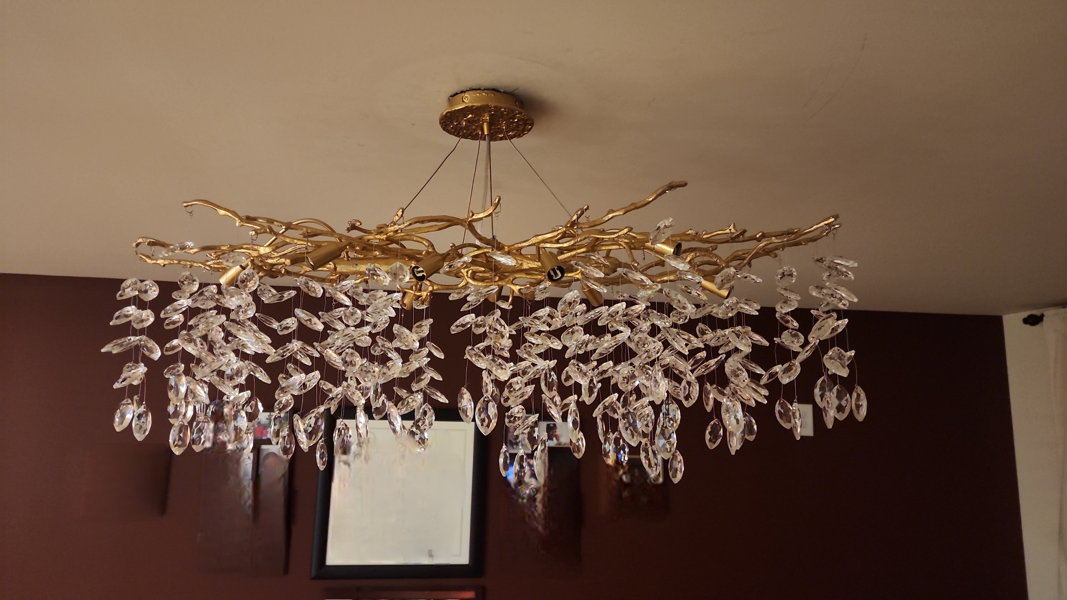French Branch Crystal Chandelier with Elegant Crystal Leaves