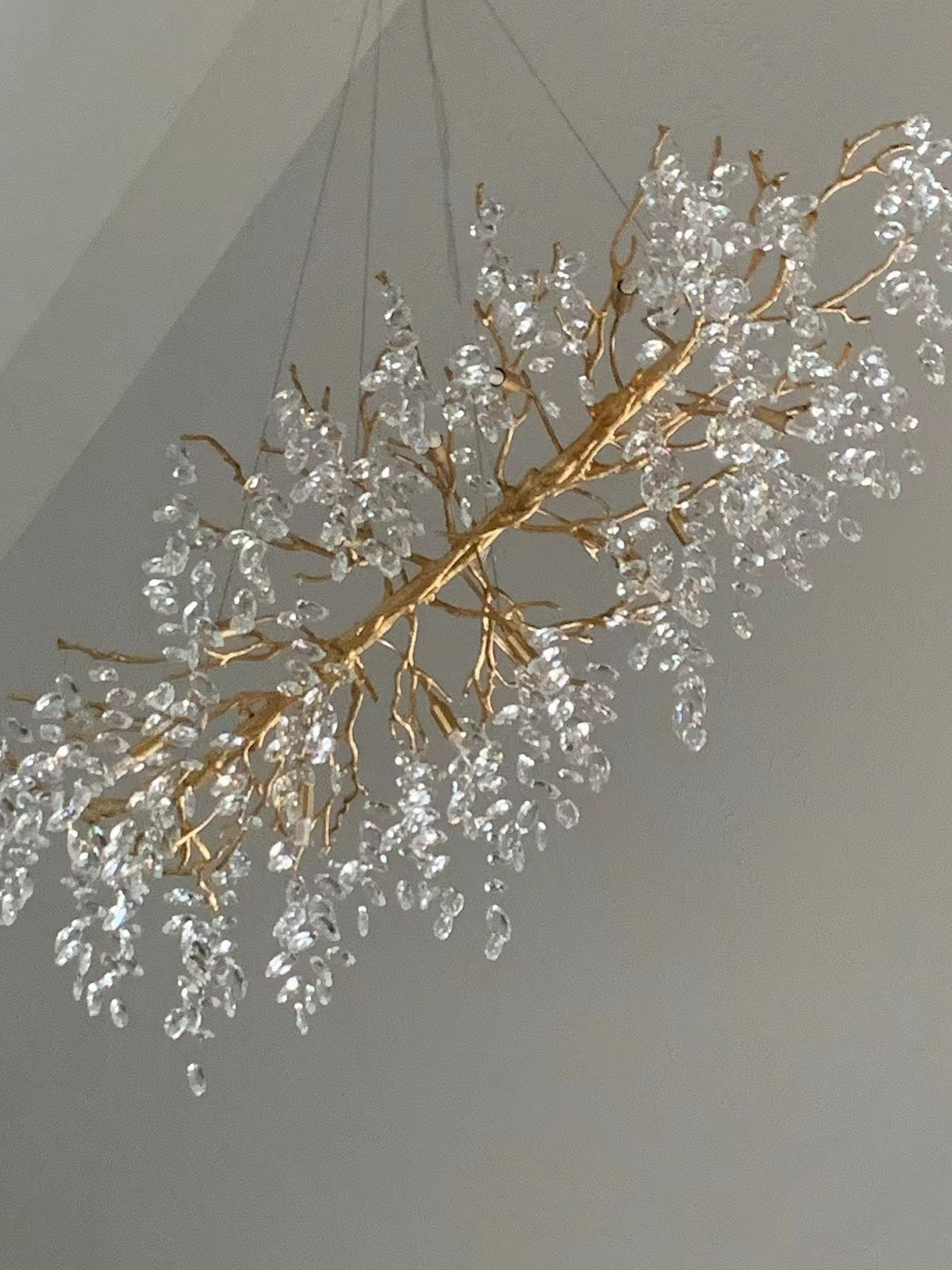 French Branch Crystal Chandelier with Elegant Crystal Leaves