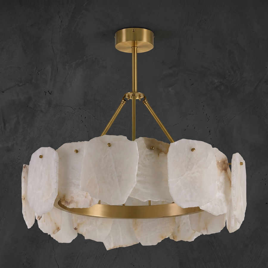 Round Chandelier in a dining room