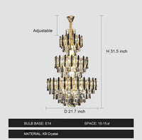 Foyer 3 Layers Extra Large Crystal Chandelier for Living Room Staircase Ceiling Lighting Fixture