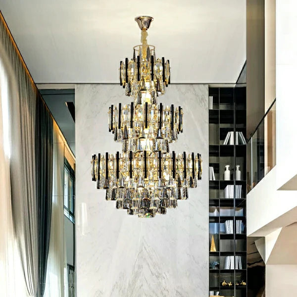 Foyer 3 Layers Extra Large Crystal Chandelier for Living Room Staircase Ceiling Lighting Fixture