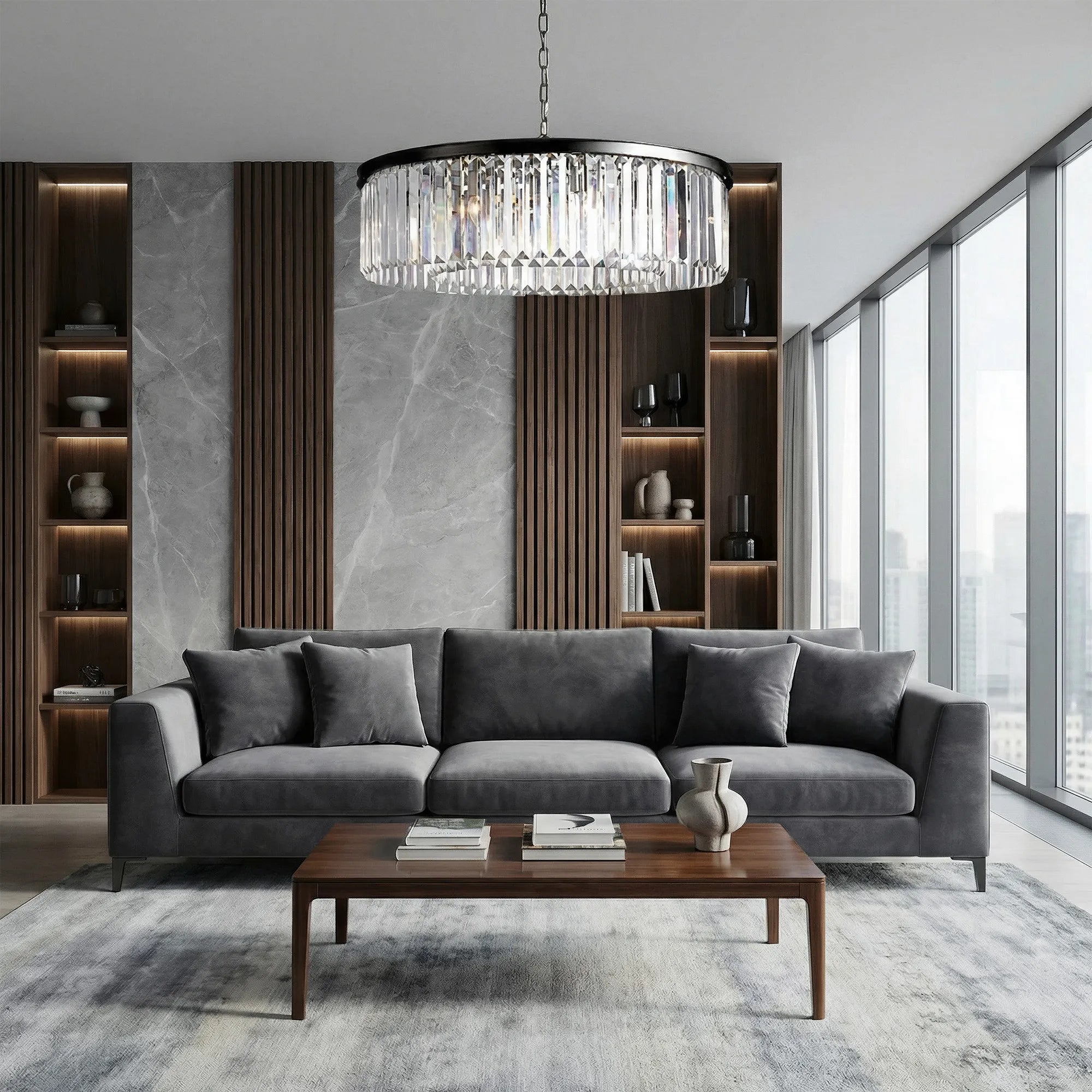 Leyland Crystal Round Chandelier