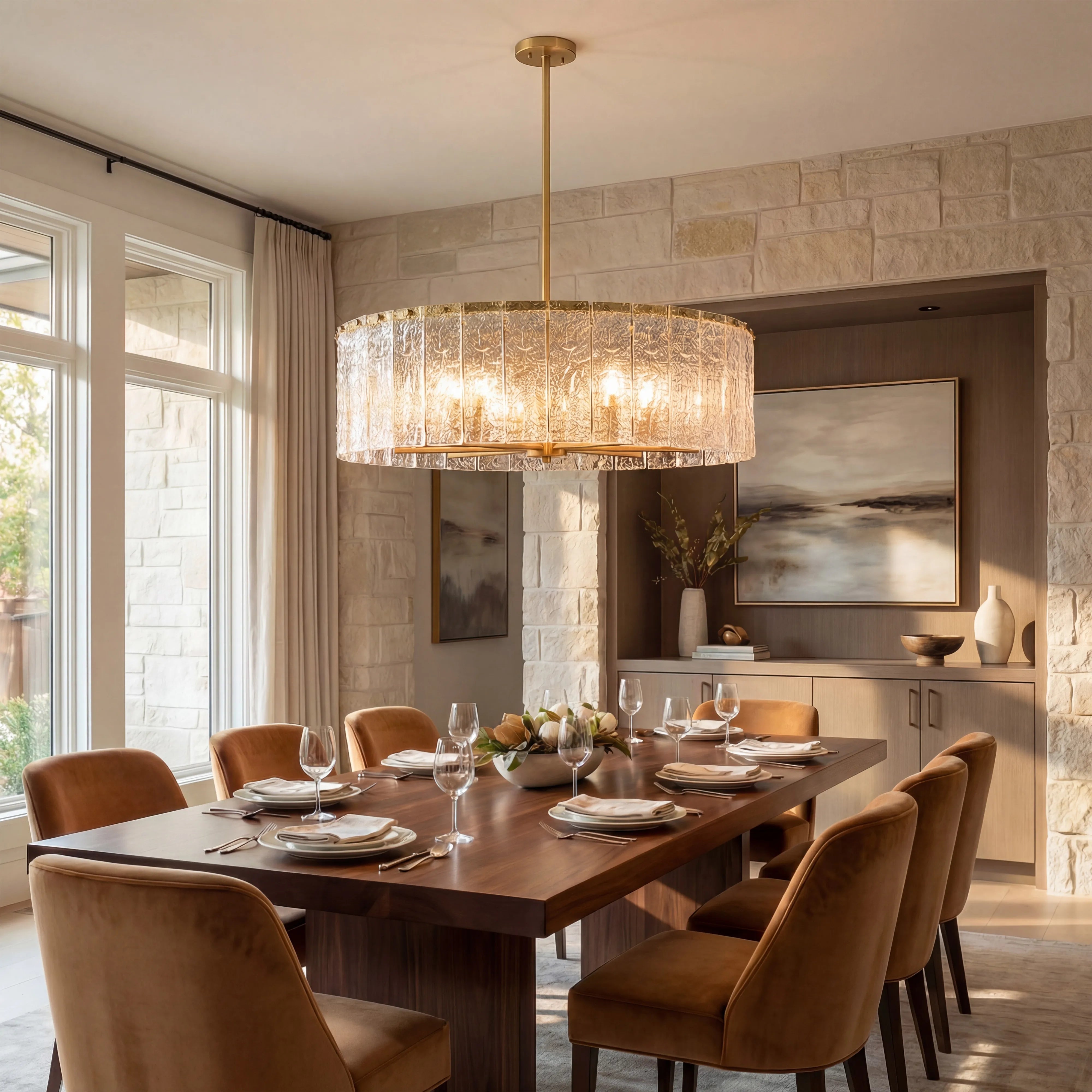 Haloire  Round Glass Chandelier