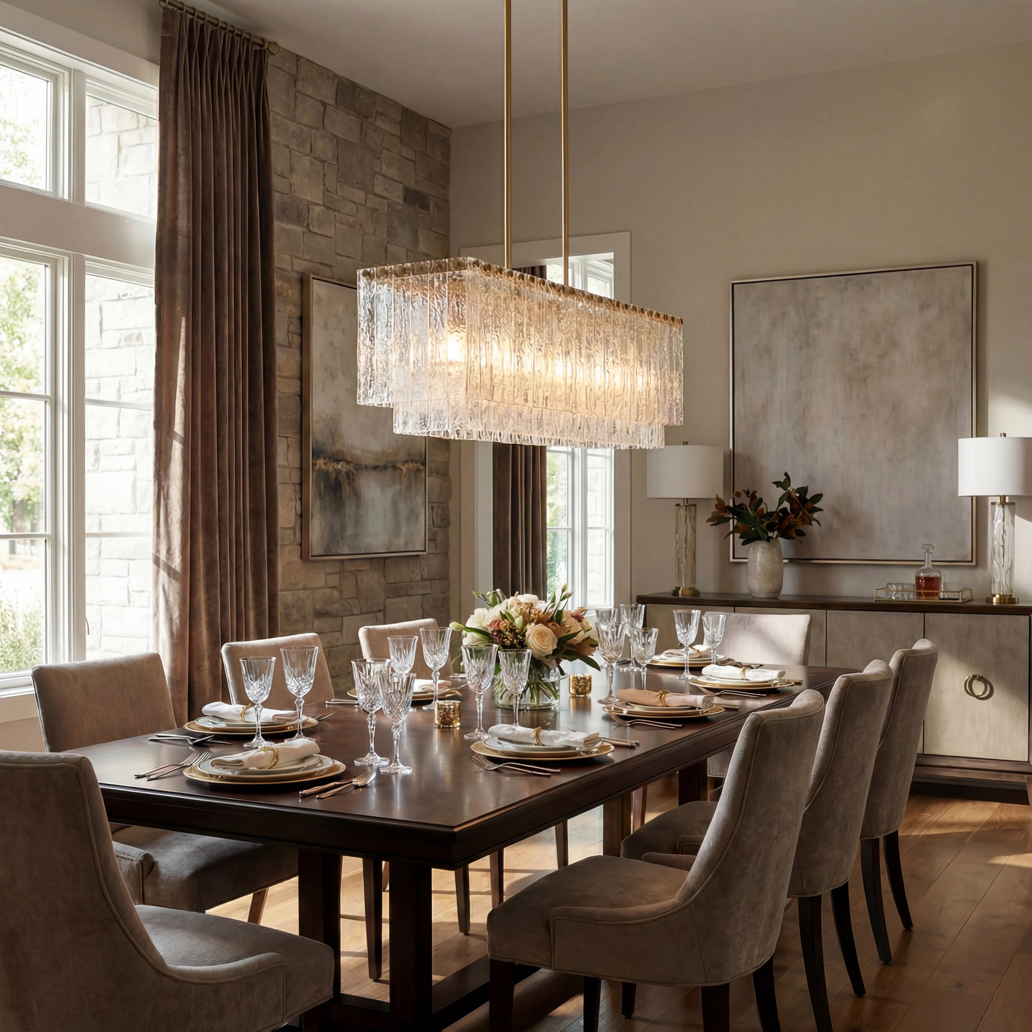 Haloire Linear Glass Chandelier
