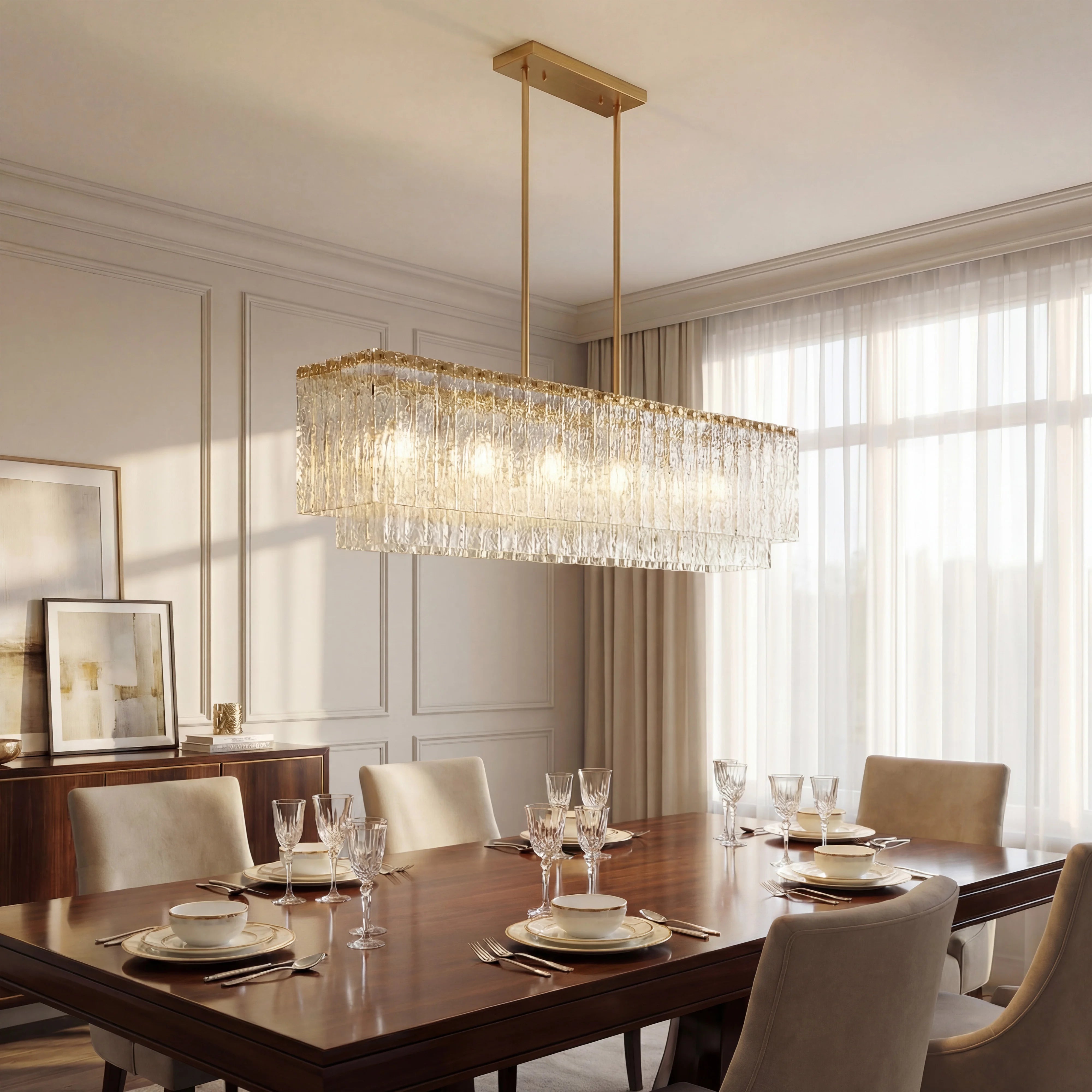 Haloire Linear Glass Chandelier