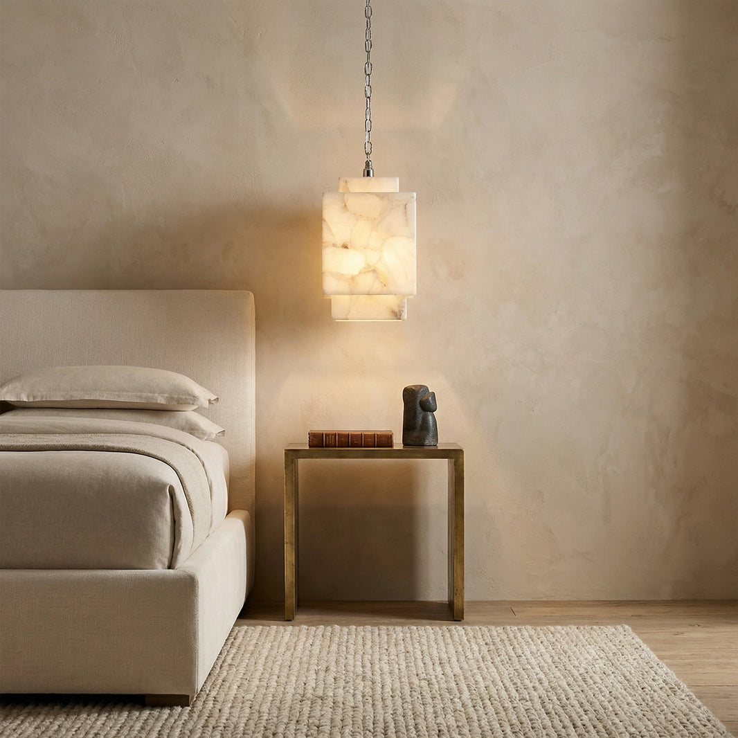 Alabaster Cube Pendant Light