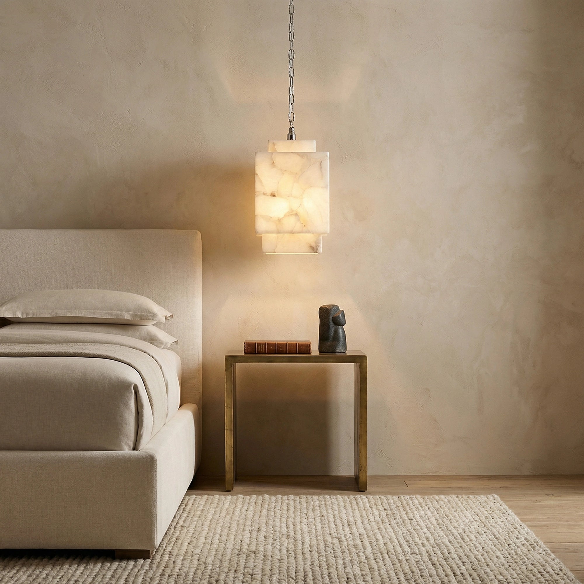 Alabaster Cube Pendant Light