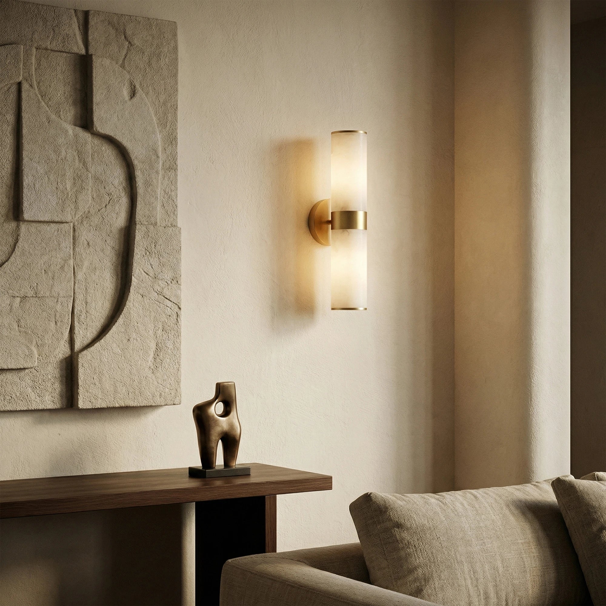 Althea Modern Sutton Linear Alabaster Wall Sconce, Wall Lamp For Living Room, Bathroom