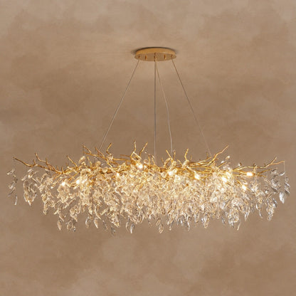 French Branch Crystal Chandelier with Elegant Crystal Leaves