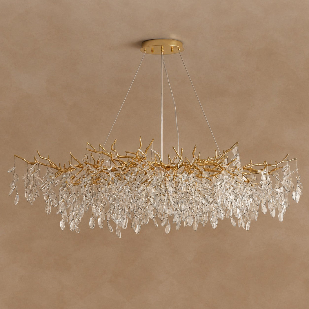 French Branch Crystal Chandelier with Elegant Crystal Leaves
