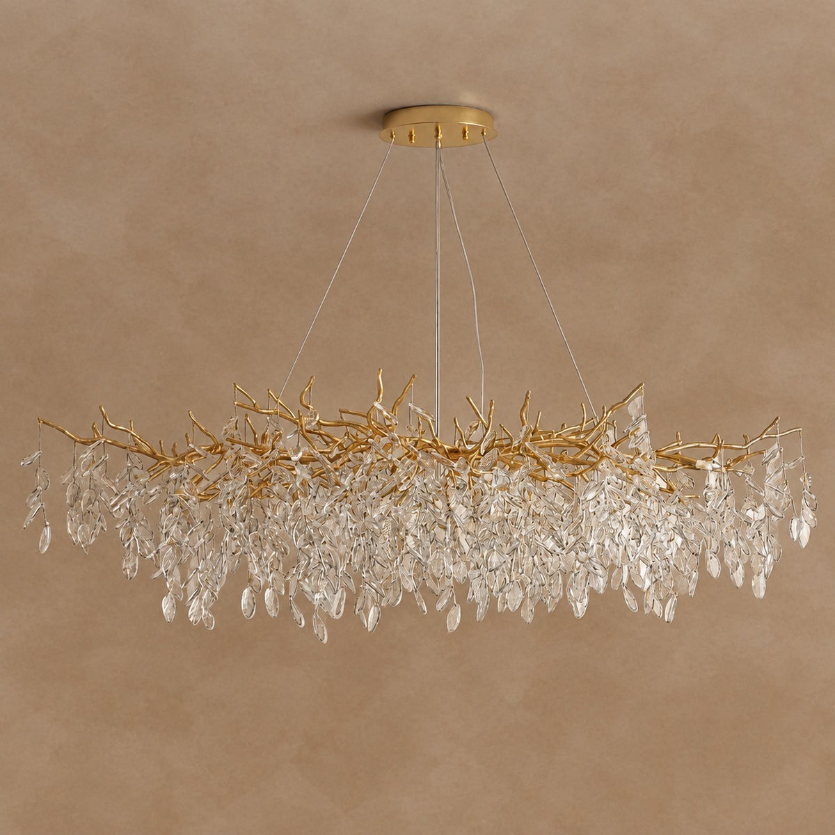 French Branch Crystal Chandelier with Elegant Crystal Leaves
