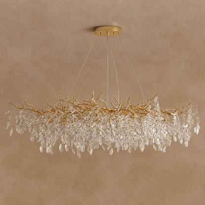 French Branch Crystal Chandelier with Elegant Crystal Leaves
