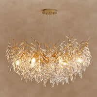 French Branch Crystal Chandelier with Elegant Crystal Leaves