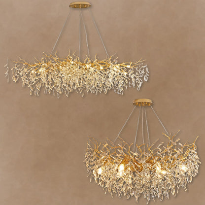 French Branch Crystal Chandelier with Elegant Crystal Leaves