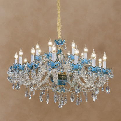French Romantic Blue Crystal Designer Chandelier for Bedroom/Living Room/Dining Room