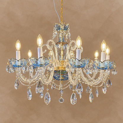 French Romantic Blue Crystal Designer Chandelier for Bedroom/Living Room/Dining Room