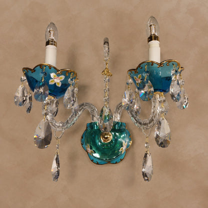 French Romantic Blue Crystal Designer Chandelier for Bedroom/Living Room/Dining Room