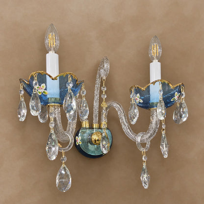 French Romantic Blue Crystal Designer Chandelier for Bedroom/Living Room/Dining Room