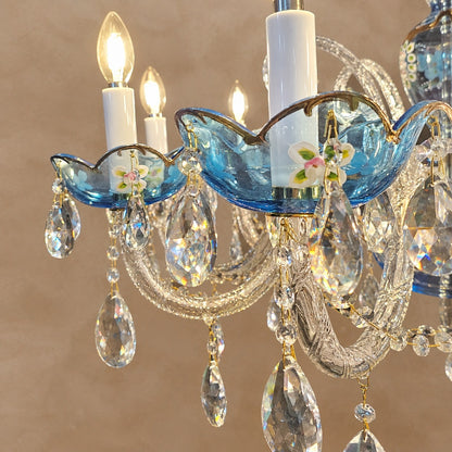 French Romantic Blue Crystal Designer Chandelier for Bedroom/Living Room/Dining Room