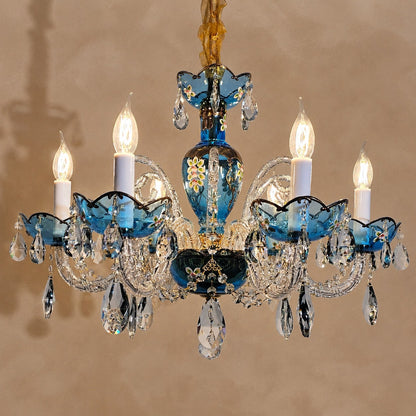 French Romantic Blue Crystal Designer Chandelier for Bedroom/Living Room/Dining Room