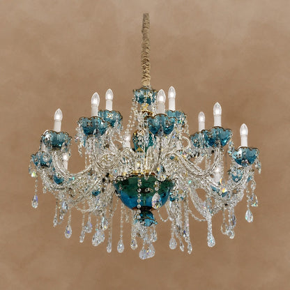 French Romantic Blue Crystal Designer Chandelier for Bedroom/Living Room/Dining Room